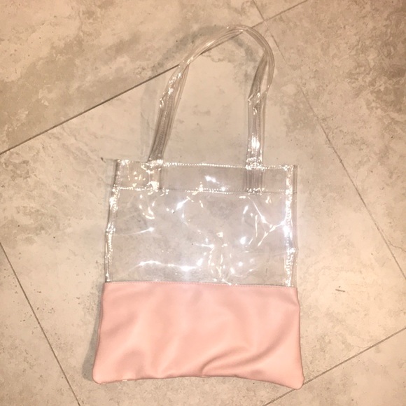 Choosy Clear + Pink Tote Bag NWOT - Picture 2 of 4